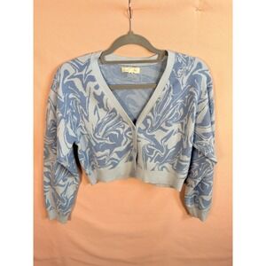 PacSun Women's Blue Abstract Button Front Cardigan Sweater Size Small N W T